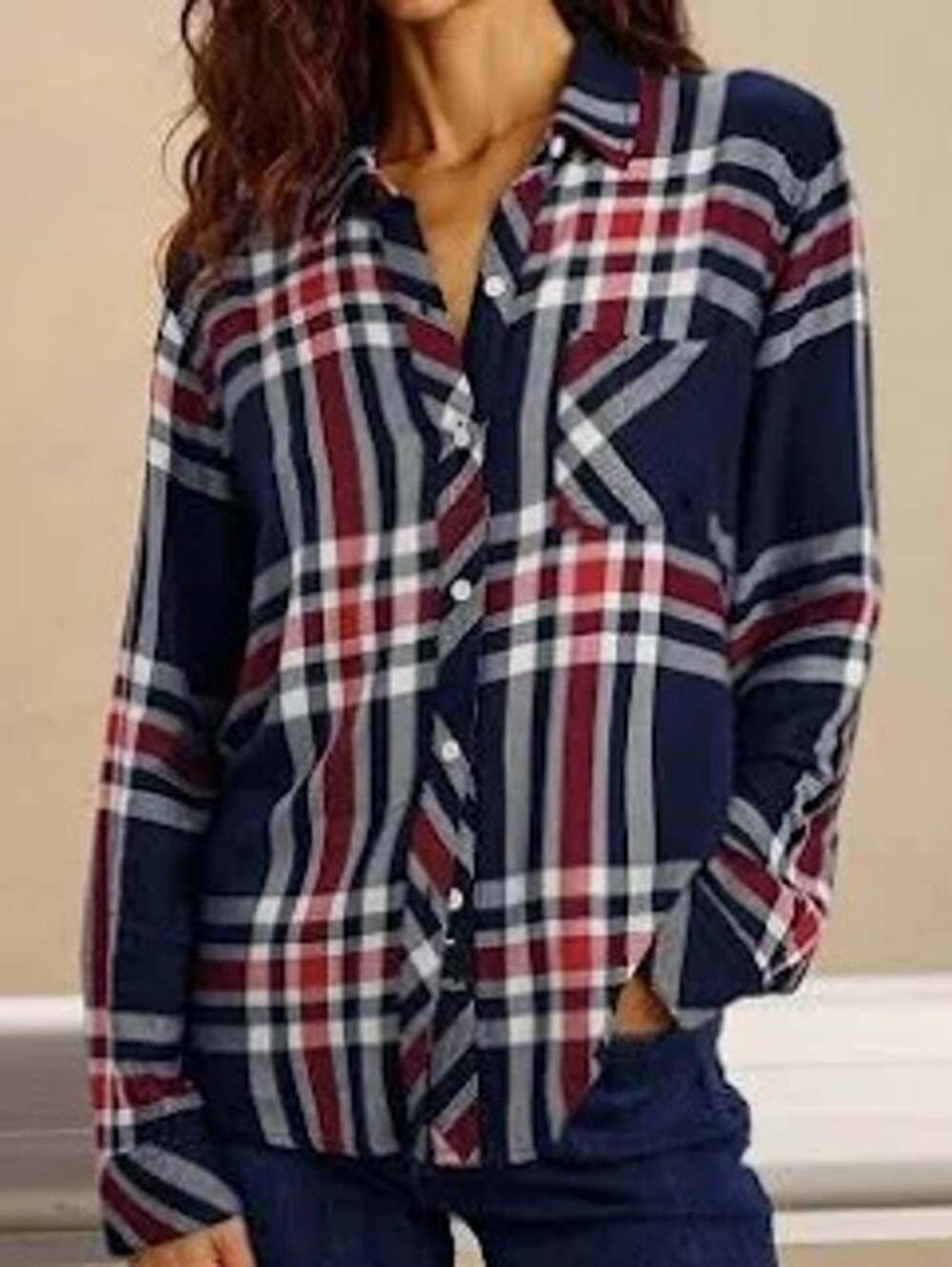 Rails Womens Hunter Shirt Patriot Navy Red Plaid Soft Twill Fall Western Small